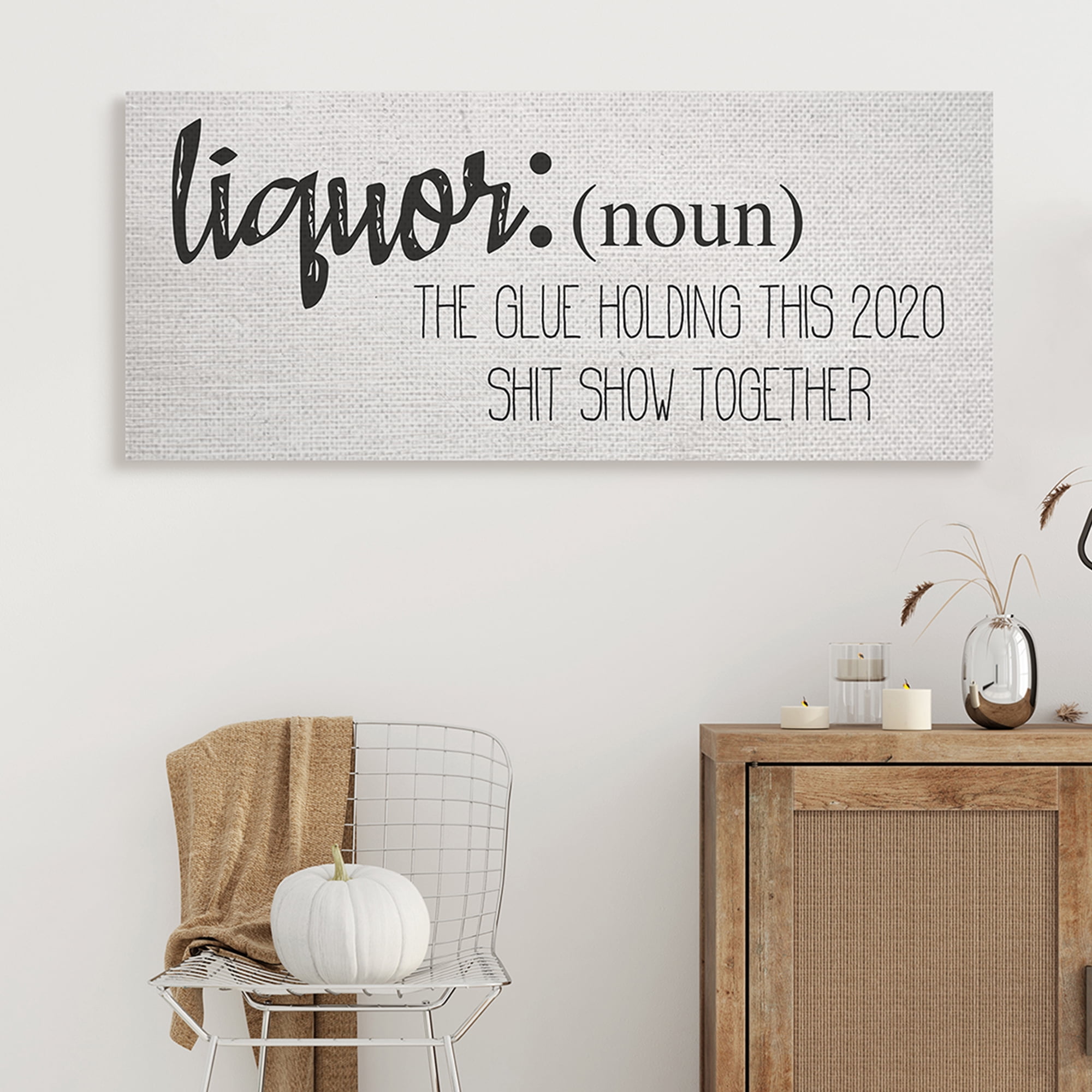 Stupell Industries Liquor Definition Funny Holding 2020 Together Phrase Inspirational Painting Gallery Wrapped Canvas Art Print Wall Art, 17 x 40