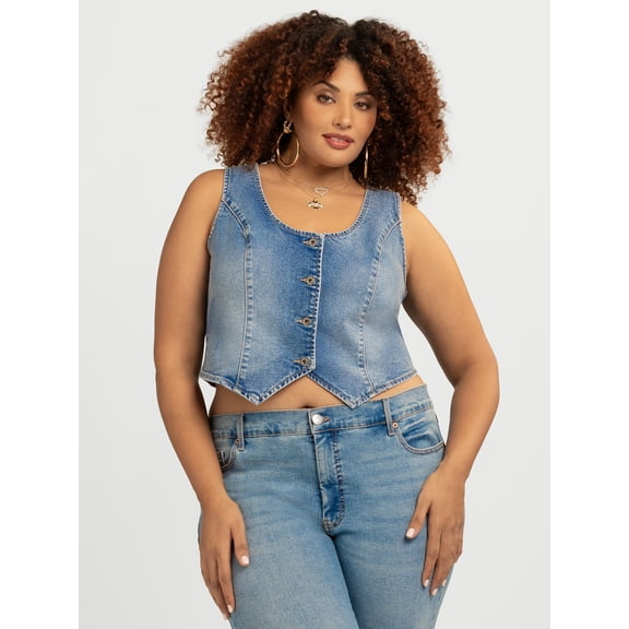 Jessica Simpson Women's Plus Denim Vest, Sizes 0X-4X