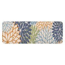 Blue Floral and Petal Pattern Kitchen Rug Mat,Kitchen Runner Rugs Non Skid Washable,Decorative Kitchen Floor Mats for Kitchen,Sink,Laundry,17"x47.2"