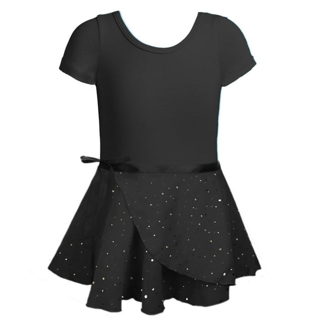 Justaucorps-jupe de Ballet pour Filles, Tout-Petits, Dos Ajouré, Robe de Danse, Combo, Noir, 6-7 Ans