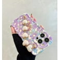thumbnail image 2 of for iPhone 14 Pro Max Case, [Sparkling Purple Flower Oil Painting] [with Luxury Heart Bracelet] [Fashionable Wave Edge Shape] Soft TPU Drop and Shock Resistant for Women and Girls 6.7", 2 of 13