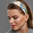thumbnail image 2 of Bling Rhinestone Diadema Vintage Flores Rhinestone Beige Franela Diadema de borde ancho para mujer 4.92 x1.77, 2 of 7