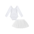 thumbnail image 4 of YEAHDOR Kids Girls Long Sleeve Solid Color Leotard for Gymnastics Dance Bodysuit Ballet Tutu Costume White-A 3, 4 of 7
