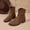 Brown, variant on Women's Casual Chunky Heel Short Boots, Suede Leopard Print Fashion Design with Breathable Lining, Trendy Booties for Daily Party Gift
