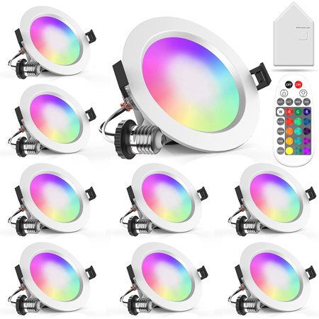6 Inch LED Recessed Lighting with Hub and Remote, 15W High Brightness ...