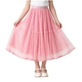 thumbnail image 3 of Teylalorva Girls Midi Skirt Breathable Mesh Classic Fit Soft Comfort Summer Fashion Wedding Skirt Pink Size 7-8, 3 of 7