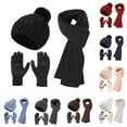 thumbnail image 3 of LIspipm Womens Long Scarf Gloves and Hat Set Warm Knit Beenie Hat with Pompom Long Scarf Touchscreen Gloves for Cold Weather Grey, 3 of 4