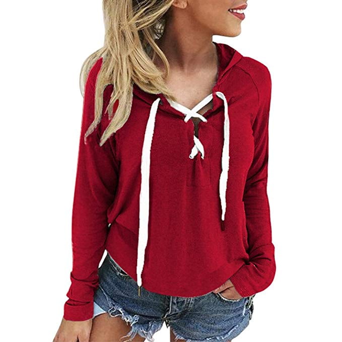 lace up hooded sweatshirt