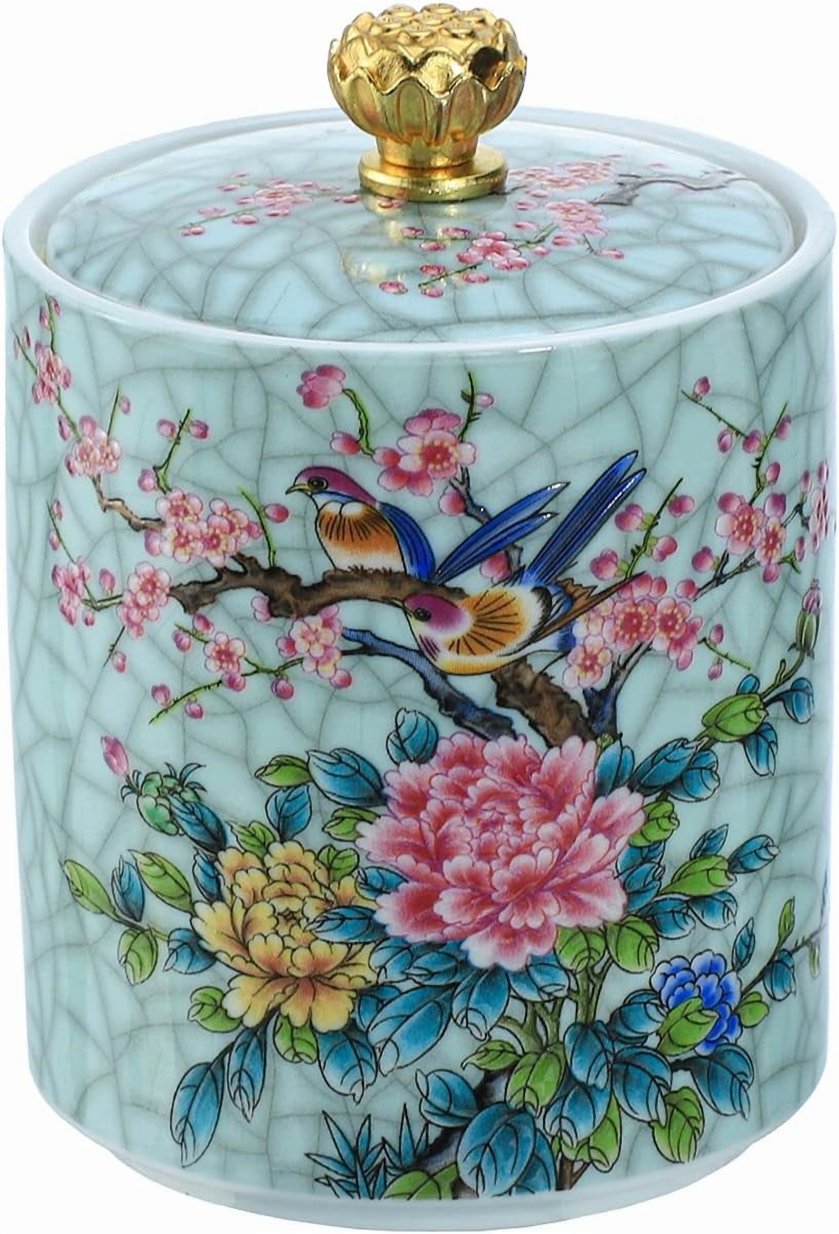 Enamel Ceramic Tea Caddy Tea Canister Tea Storage Container Tins Jar ...