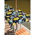 thumbnail image 2 of Outdoor Tablecloth with Umbrella Hole for Patio/Picnic/Party/Camping, Coastal Waterproof Table Cloth Square Cover Washable, Summer Lemon Flower Shell Starfish Black (60"x 60"), 2 of 8