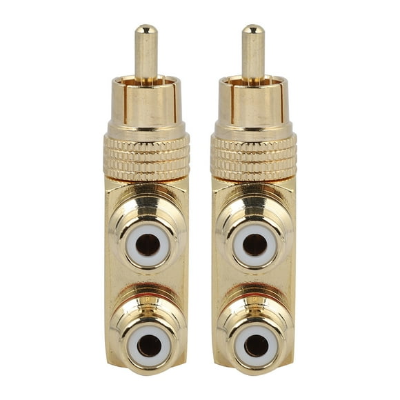 TOPINCN 2PCS AV Splitter Plug RCA Male to 2 Female Audio Video Adapter Connector, RCA Adapter, RCA Male to Female Connector