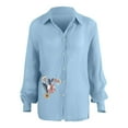 thumbnail image 2 of Jxximdong Button Up Shirts Women Women's Button Up Shirts V Neck Casual Long Sleeve Loose Shirt Tops Blue Spring Tops XXXL, 2 of 4