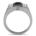 thumbnail image 3 of Luxe Jewelry Designs Stainless Steel Men's Ring with Jet Black Synthetic Glass Stone - Size 12, 3 of 4