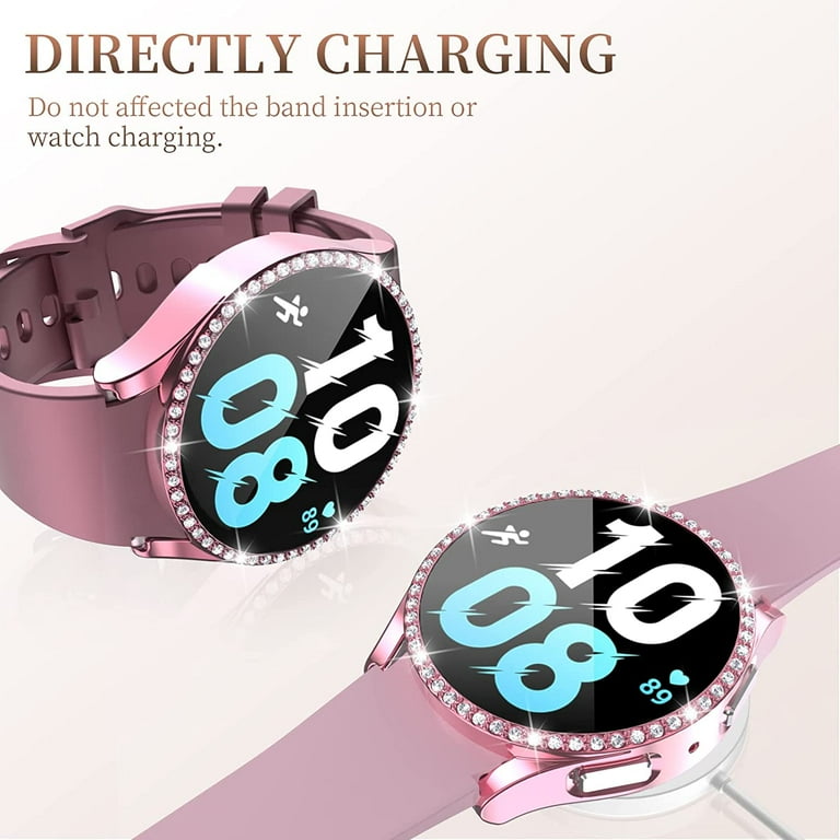 5 5 Pack Bling Case Compatible for Samsung Galaxy Watch 5 Galaxy Watch 4 44mm with Screen Protector 5 Pack Waterproof Screen Protector Film and 5