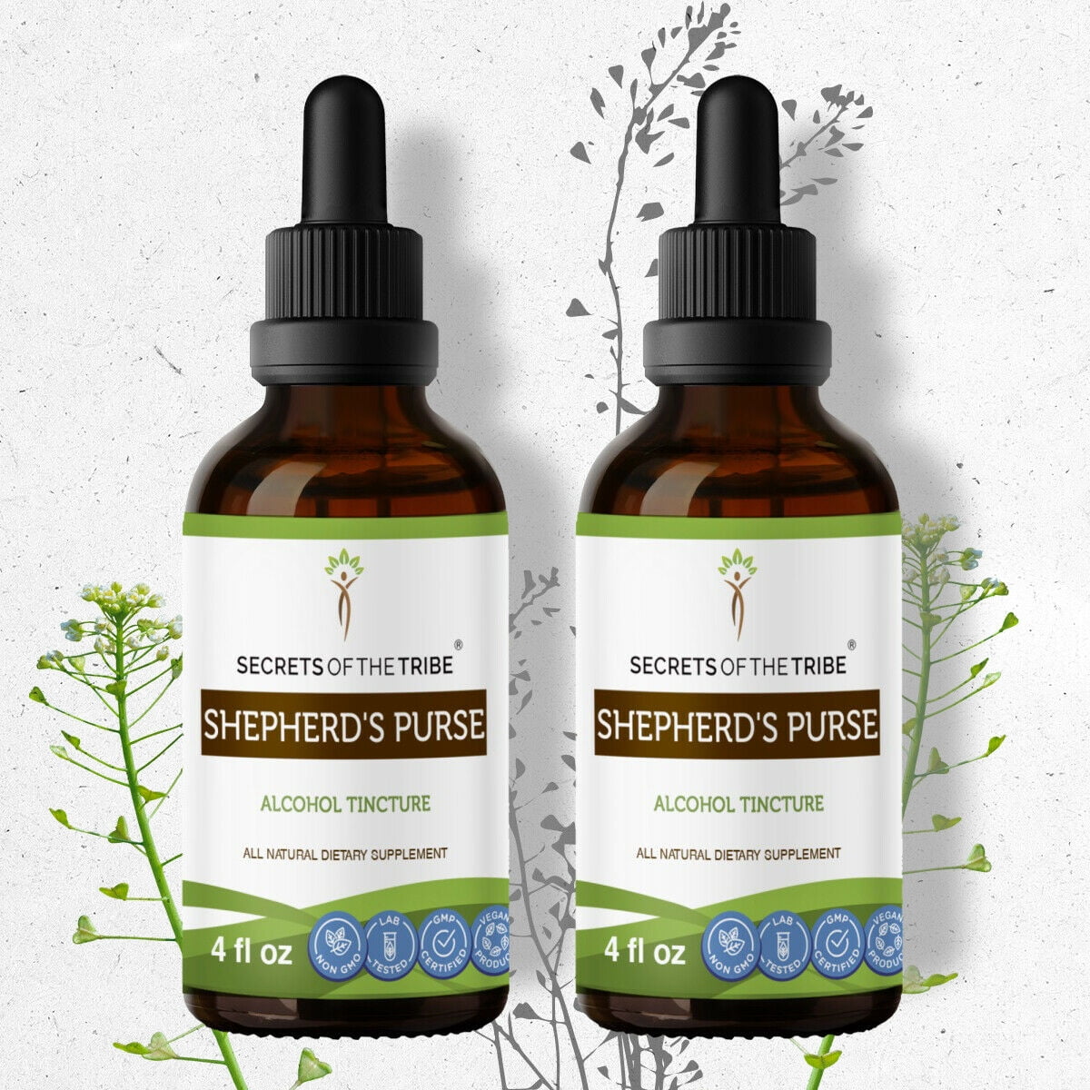 Shepherd's Purse Tincture Alcohol Extract, Organic Capsella Bursa