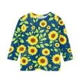 thumbnail image 4 of Cute Shirts for Girls Size 10-12 Summer 3/4 Sleeve Daisy Printed Tee Shirts Trendy Loose Comdy Girls Clothes Crew Neck Shirts Dark Blue 3-4 Years, 4 of 5