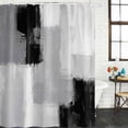 thumbnail image 3 of Extra Long Shower Curtain 72x96 Inch, Black Grey Shower Curtain Waterproof Bathroom Decor, Abstract Geometric Color Block Oil Painting Fabric Bath Curtain Set Accessories with Hooks, 3 of 6