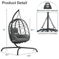 thumbnail image 6 of TQKVIPI Wicker Egg Chair Outdoor Indoor,Foldable Patio Hanging Egg Chair with Stand,Swing Chair with UV Resistant Cushion 350lbs Capacity for Bedroom, Patio, Garden and Balcony (Black+Light Grey), 6 of 6