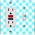 thumbnail image 1 of Metal Light Switch Wall Plate Outlet Cover (Neon Blue Gingham Picnic Wallpaper - Single Rocker Single Toggle), 1 of 2