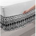 thumbnail image 2 of Geometric Bed Skirt, Monochrome Hand Drawn Tribal Pattern Abstract Aztec Motifs Civilizations, Elastic Bedskirt Dust Ruffle Wrap Around for Bedding Decor, 4 Sizes, Black White, by Ambesonne, 2 of 2