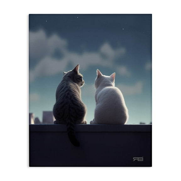 Stupell Industries Contemporary Gazing Cat Pair Canvas Art, 16 x 20, by RB