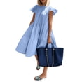 thumbnail image 4 of Summer Dresses for Women Sundress Sleeveless Ruffle Sleeve Round Neck Loose Short Flowy Pleated Mini Babydoll Dress, 4 of 4