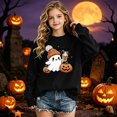 thumbnail image 2 of XAOFW Girls Halloween Sweatshirt Pumpkin Ghost Print Long Sleeve Crewneck Sweatshirts Autumn Winter Cozy Graphic Pullover For Toddler Kids Comfortable Tops 7-8 Years, 2 of 4