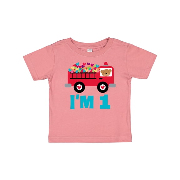 Inktastic 1st Birthday Fire Truck Boys or Girls Baby T-Shirt
