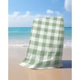 thumbnail image 4 of Sage Green Buffalo Plaid Beach Towels Oversized Super Absorbent, Green White Checkered Farmhouse Lightweight Bath Towel Quick Dry Sets For Bathroom/Pool/Rv Camping/Beach Play/Gym Room/Picnic 31"x62", 4 of 8