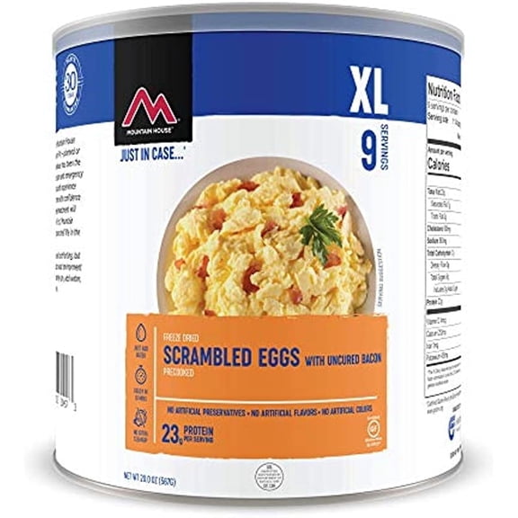 Mountain House Scrambled Eggs with Bacon | Freeze Dried Survival & Emergency Food | #10 Can | Gluten-Free