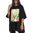 thumbnail image 4 of Plus Size Shirt for Women Black Tops for Women Short Sleeves Shirt for Women Abstraction T Shirt Crewneck Shirt for Women XL, 4 of 5