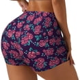 thumbnail image 2 of Wukai Rose Flowers Print Pack Biker Shorts for Women Yoga Workout Gym Running Scrunch Active Shorts-X-Large, 2 of 8