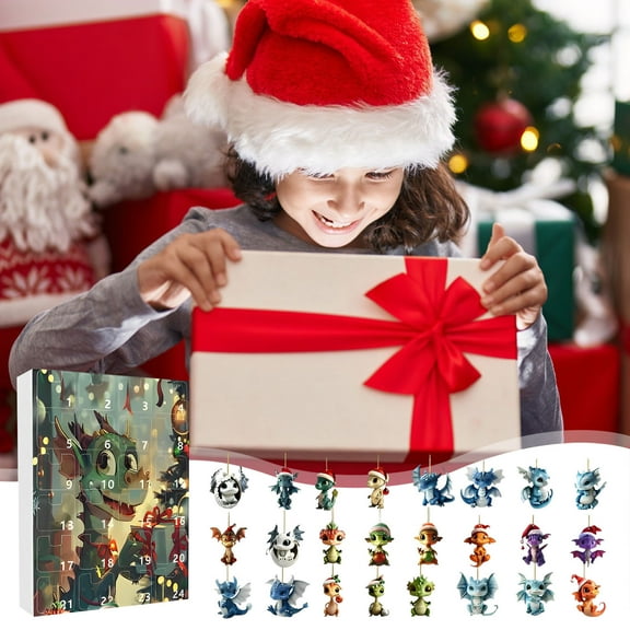 Hwkond Christmas Advent Calendar Christmas Advent Calendar 2024 24 Days Christmas Countdown Calendar With 24 Acrylic Dragon Baby Pendant Christmas Decorations