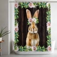 thumbnail image 5 of Easter Bunny Standard Shower Curtain Set, Waterproof Shower Curtains for Bathroom, Spring Daisy Botanical Leaves Brown Wood Washable Fabric Bath Curtain for Bathtub Decoration with Hooks 72x72 Inches, 5 of 9