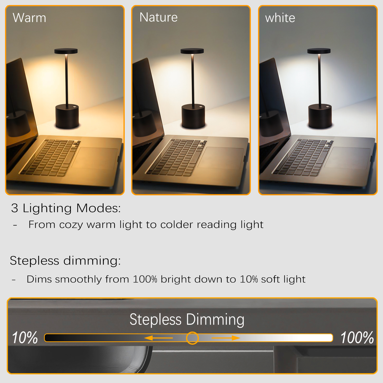 JALVDE 2-Pack Cordless Table Lamp, Rechargeable 5000mAh Battery IP54 Waterproof, 3 Color Temperatures & Dimming, Black