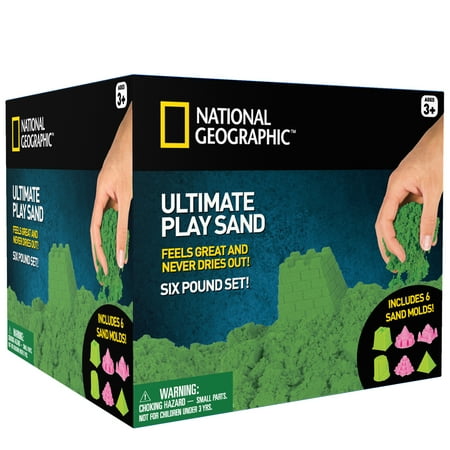 National Geographic Play Sand - 6 lbs of Sand with Castle Molds (Green)