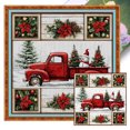 thumbnail image 1 of Hilo Algodón Ecológico Bordado Punto Cruz Camión Navidad Impreso 11CT 40x40cm, 1 of 9