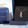 thumbnail image 5 of Gem Stone King 18K Rose Gold Plated Silver Swiss Blue Topaz and Red Created Ruby and Blue Created Sapphire Pendant for Women (1.65 Cttw, Gemstone November Birthstone, Heart Shape 5MM, 18 inch Chain), 5 of 6