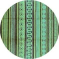thumbnail image 1 of Ahgly Company Machine Washable Indoor Round Oriental Turquoise Blue Industrial Area Rugs, 3' Round, 1 of 4