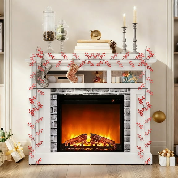 Christmas Rattan Berry Garland, Frosted Red Berries, Artificial Vine Decor, Flexible Hanging Design, Festive Home Accent