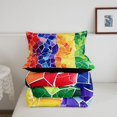 thumbnail image 5 of Manfei Ink Rainbow Queen Comforter Set, Modern Oil Printing Comforter Sets Queen, Yellow Blue, Black Reversible, 3-Piece, 1 Comforter and 2 Pillowcases, 5 of 7
