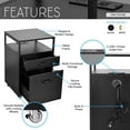 thumbnail image 3 of Modern 2-Drawer Rolling File Cabinet with Lock, 2 USB Ports and Power Outlet for Device Charging, Portable File Organizer or Printer Stand for Office or Home with Locking Wheels, Black, 3 of 11