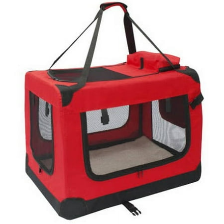 ALEKO 26X19.5X19.5" Red Large Heavy Duty Collapsible Pet Carrier Portable Pet Home Spacious Traveler Pet Bag