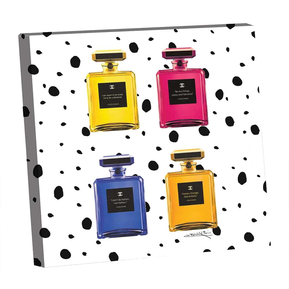 COLORFUL FASHION PERFUME BOTTLE QUOTES - 14"x14" Canvas Artwork 30 x 30