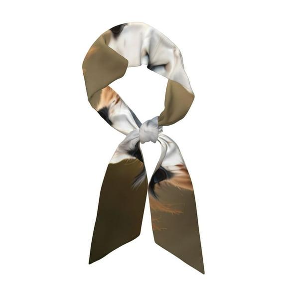 Wukai Cute Alpaca in Daze Print Hair Scarf for Women Fashion Silky Satin Headscarf Wrap Breathable Lightweight Neck Scarves For Handbag Accessories