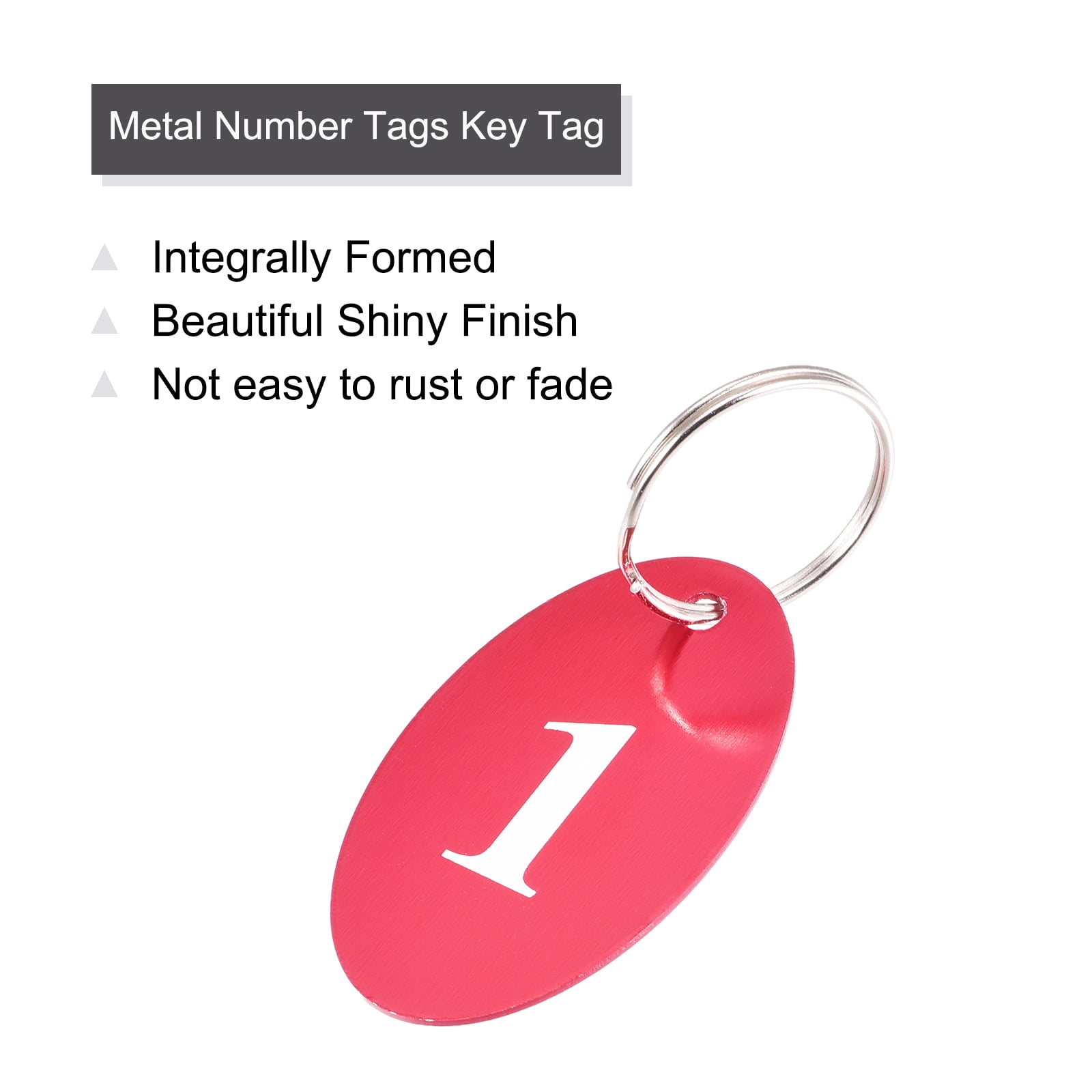 Uxcell Oval Number Tags Key Tag with Ring, 1-100 Numbered Red ID Tag for Coding, Decoration, Pack of 100