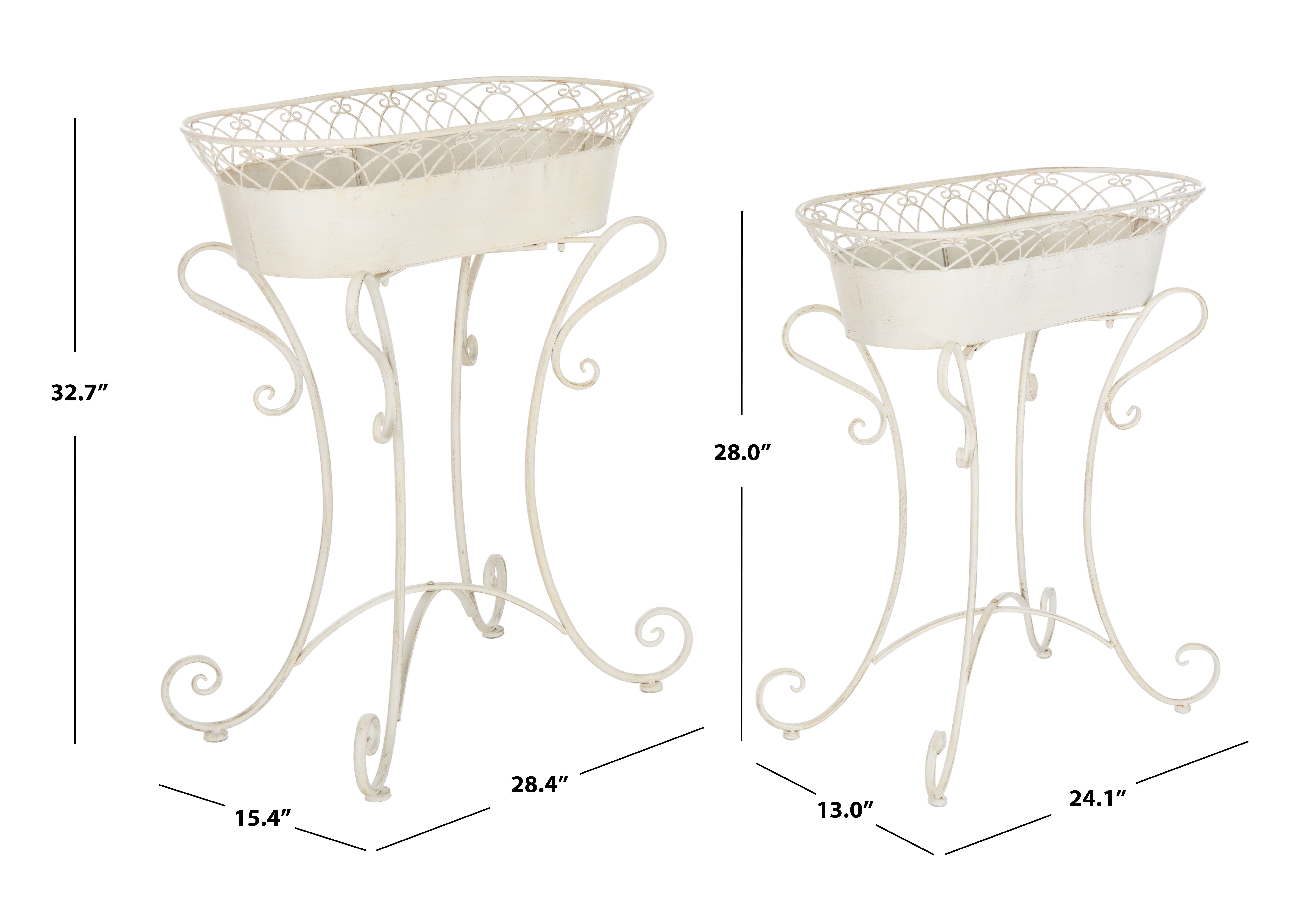 SAFAVIEH Hendrick Solid Outdoor Patio Planters, Pearl White, Set of 2