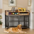 thumbnail image 2 of ModFurne Large Dog Crate Furniture with Drawers Storage, Puppy Dog Kennel Indoor with Double Doors, Brown, 2 of 8