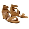 thumbnail image 2 of DREAM PAIRS Women's Summer Open Toe Wedge Sandals Ankle Strap Platform Sandals INNIS-1 CAMEL Size 11, 2 of 5