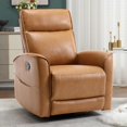 thumbnail image 1 of Bonzy Home Swivel Rocker Recliner Chair, Manual Faux Leather Glider Rocking Recliners for Adults, 360° Swivel Nursery Reclining Sofa with Storage Pocket, Brown, 1 of 8